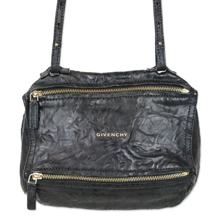 Givenchy Small Black Leather Double Zipper Pandora Crossbody Bag