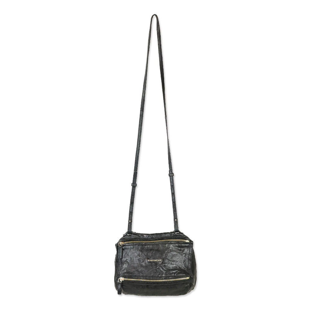 Givenchy Small Black Leather Double Zipper Pandora Crossbody Bag