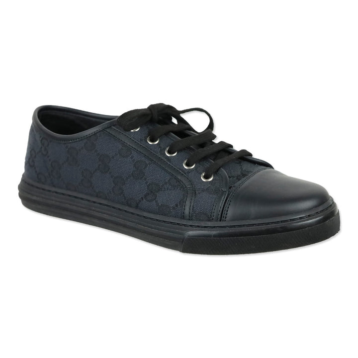 Gucci Black GG Canvas and Leather Low Top Sneakers
