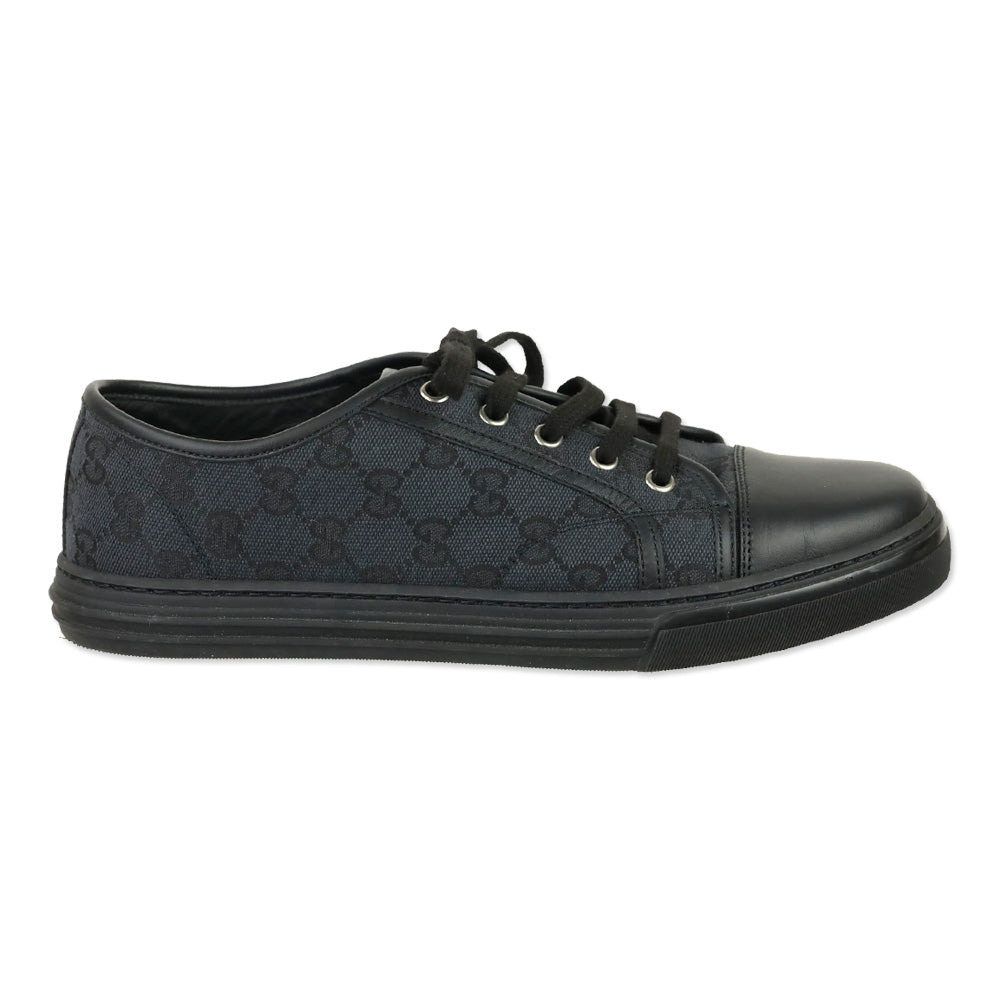 Gucci Black GG Canvas and Leather Low Top Sneakers