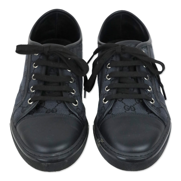 Gucci Black GG Canvas and Leather Low Top Sneakers