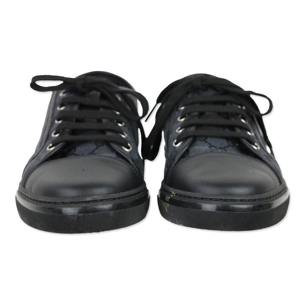 Gucci Black GG Canvas and Leather Low Top Sneakers