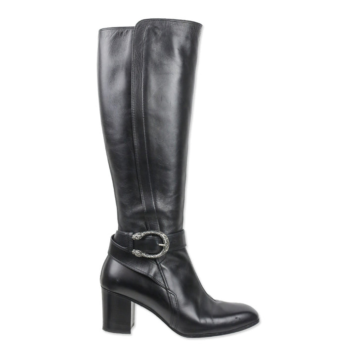 Gucci Black Leather Dionysus Buckle Elizabeth Boot