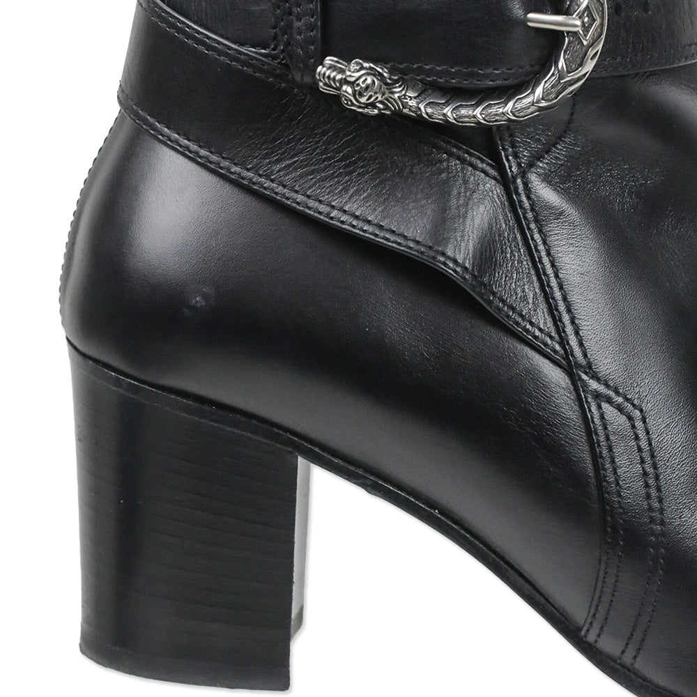 Gucci Black Leather Dionysus Buckle Elizabeth Boot