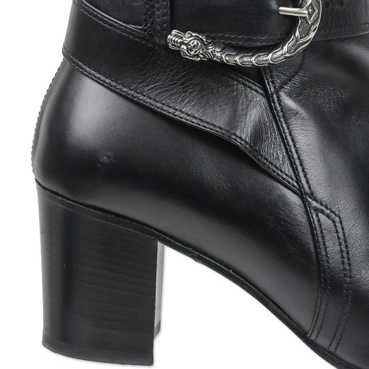 Gucci Black Leather Dionysus Buckle Elizabeth Boot