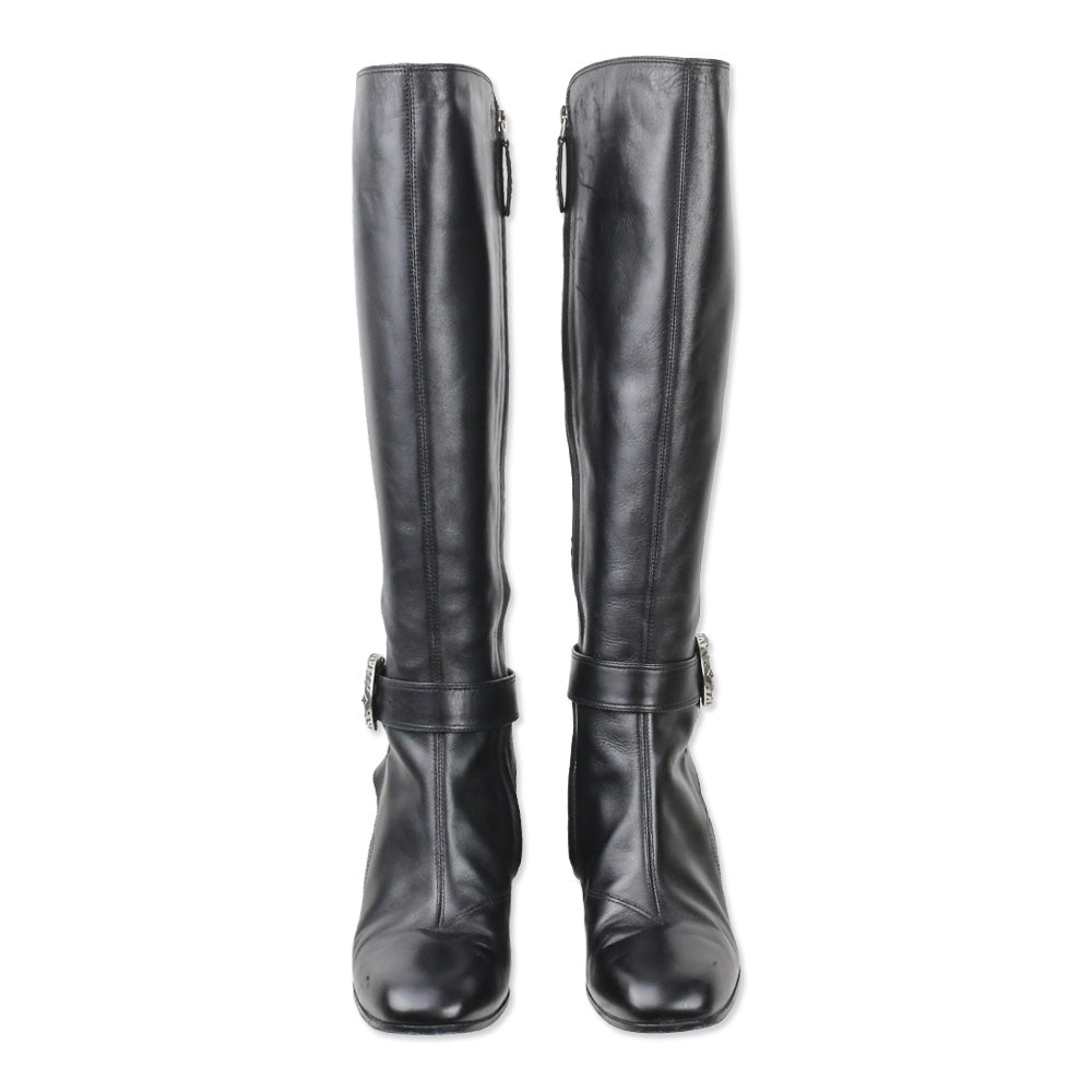 Gucci Black Leather Dionysus Buckle Elizabeth Boot