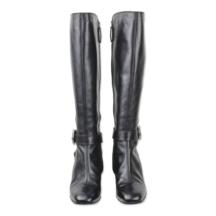 Gucci Black Leather Dionysus Buckle Elizabeth Boot