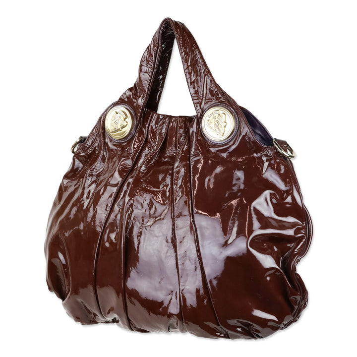Gucci Burgundy Patent Leather Hysteria Large Hobo Bag