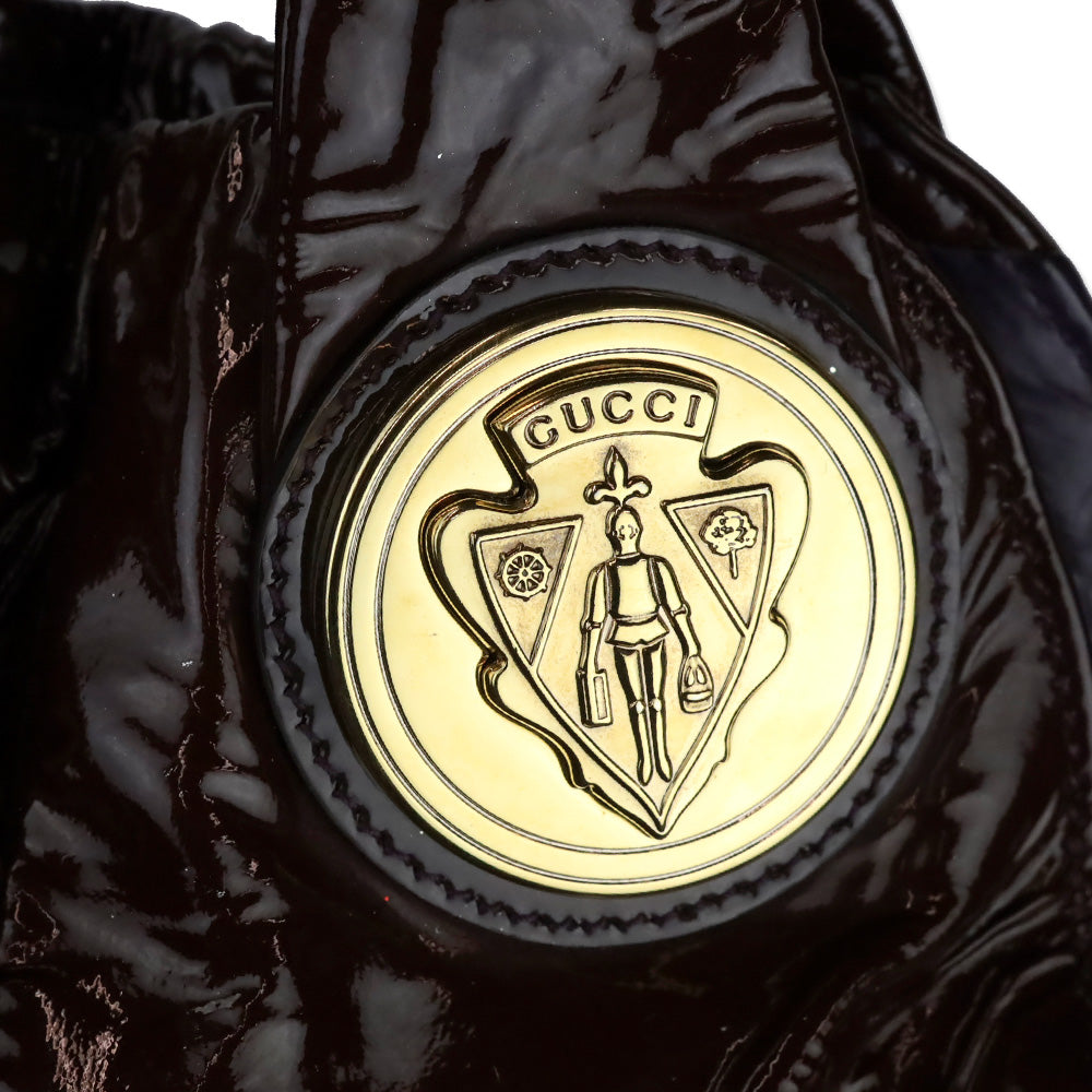 Gucci Burgundy Patent Leather Hysteria Large Hobo Bag