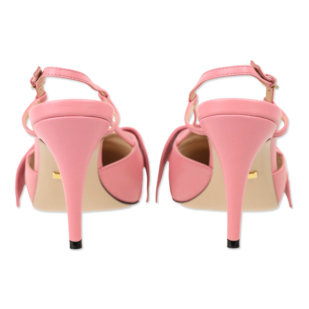 Gucci Butterfly Pink/Black Vernice Leather Bow-embellished Slingback Pumps