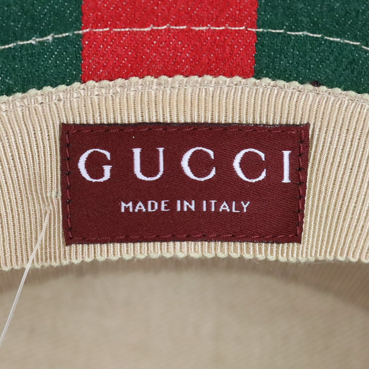 Gucci Camel Canvas Bucket Hat with Web Stripes