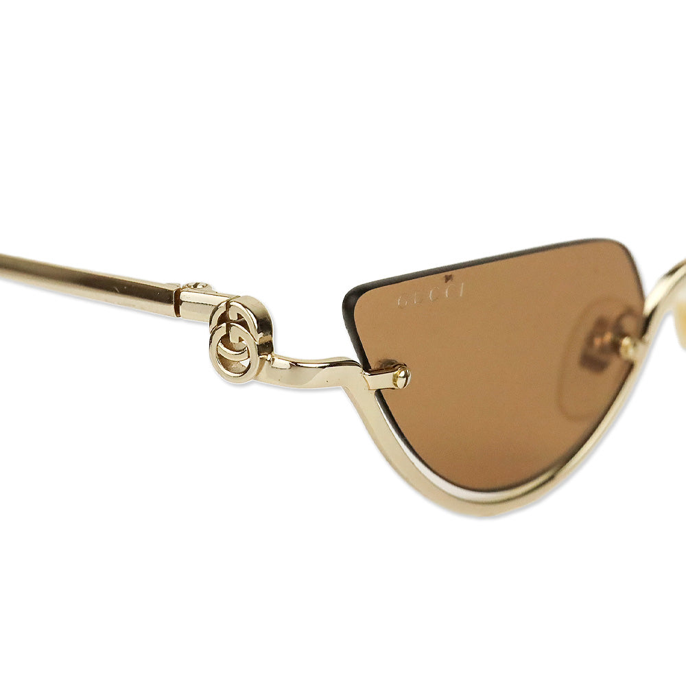 Gucci GG1603S Gold Metal Half-Rimmed Cat-Eye Sunglasses