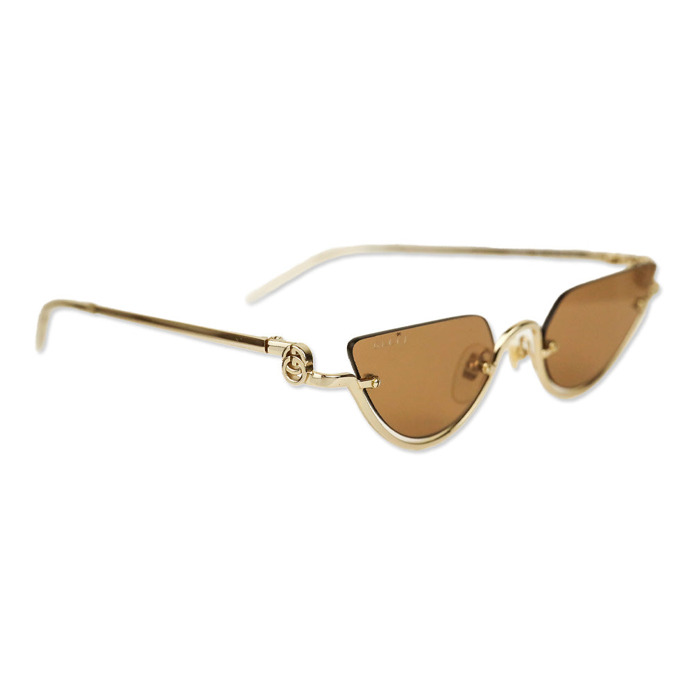 Gucci GG1603S Gold Metal Half-Rimmed Cat-Eye Sunglasses