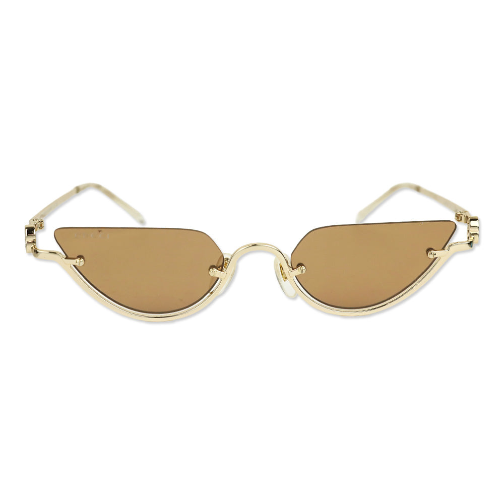 Gucci GG1603S Gold Metal Half-Rimmed Cat-Eye Sunglasses
