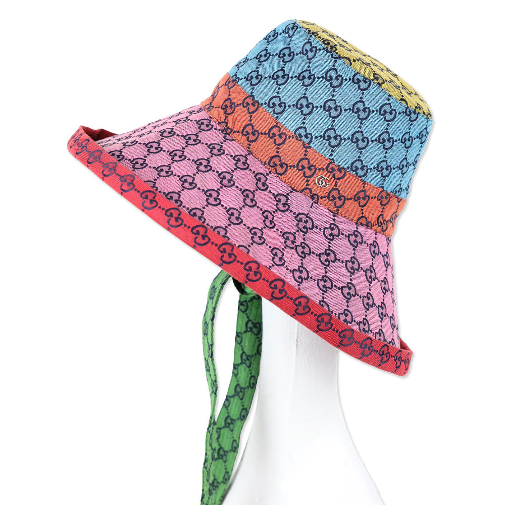 Gucci GG Multicolor Canvas Hat With Straps