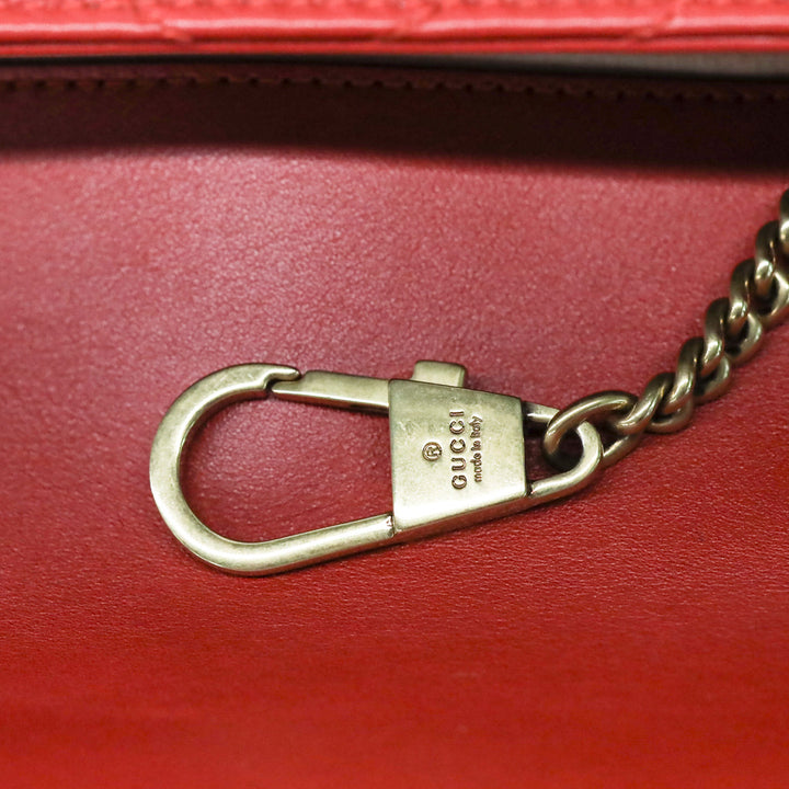 Gucci Hibiscus Red Chevron Leather GG Marmont Matelassé Apollo Trap Supermini Bag