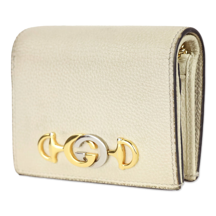 Gucci Ivory Pebble Leather Zumi Wallet on Chain