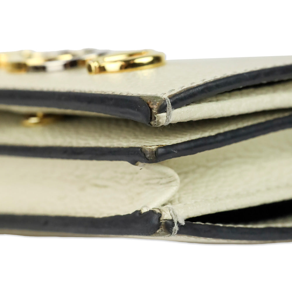 Gucci Ivory Pebble Leather Zumi Wallet on Chain