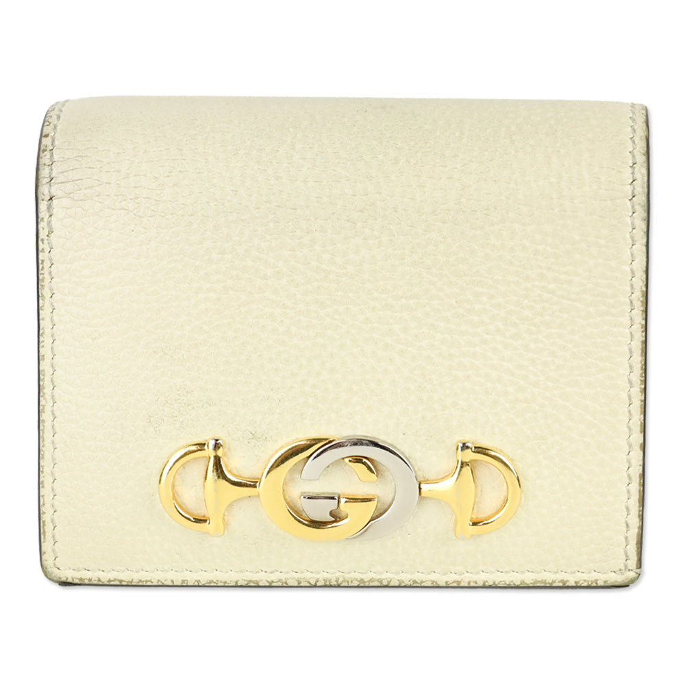 Gucci Ivory Pebble Leather Zumi Wallet on Chain