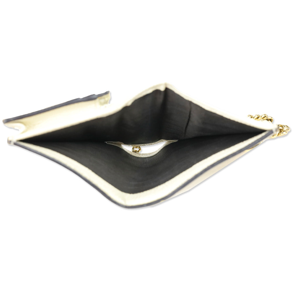 Gucci Ivory Pebble Leather Zumi Wallet on Chain