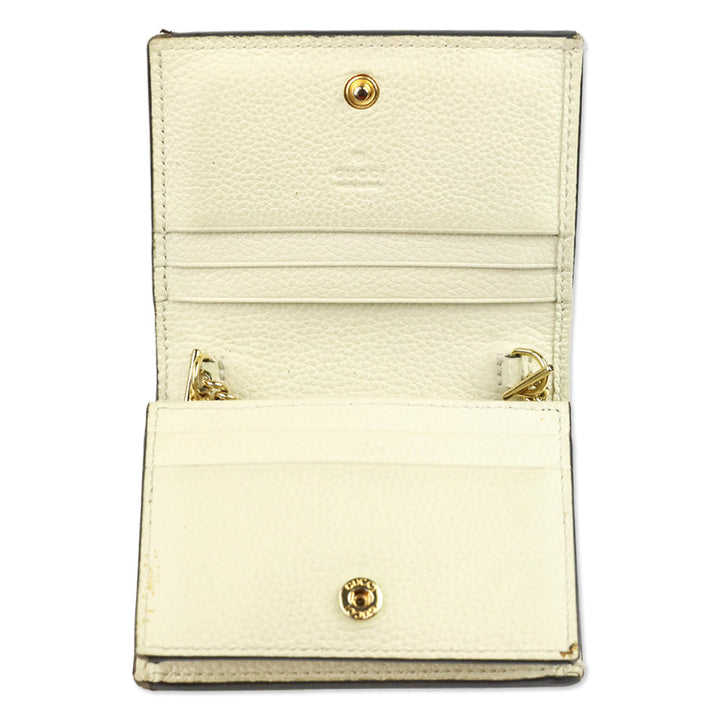 Gucci Ivory Pebble Leather Zumi Wallet on Chain