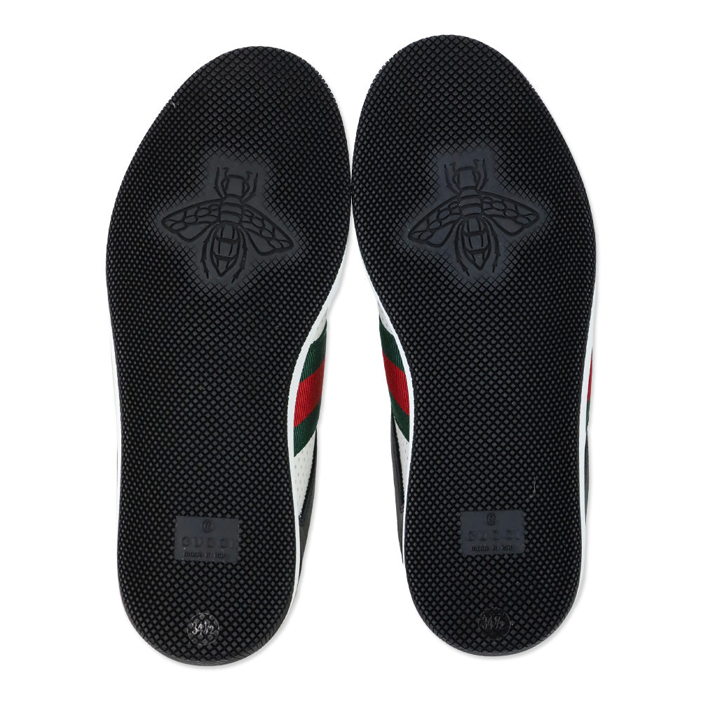 Gucci Micro Soft Black/White Leather Web Stripe Screener Sneakers