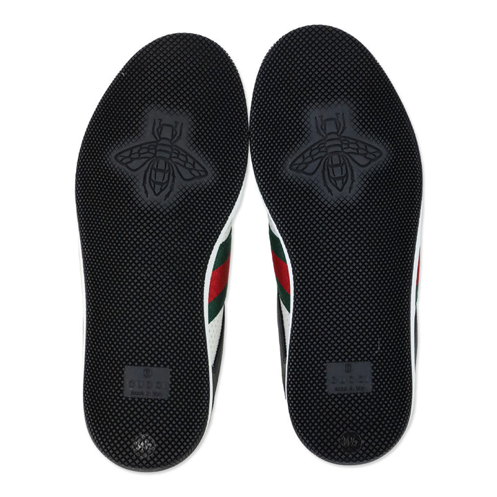 Gucci Micro Soft Black/White Leather Web Stripe Screener Sneakers