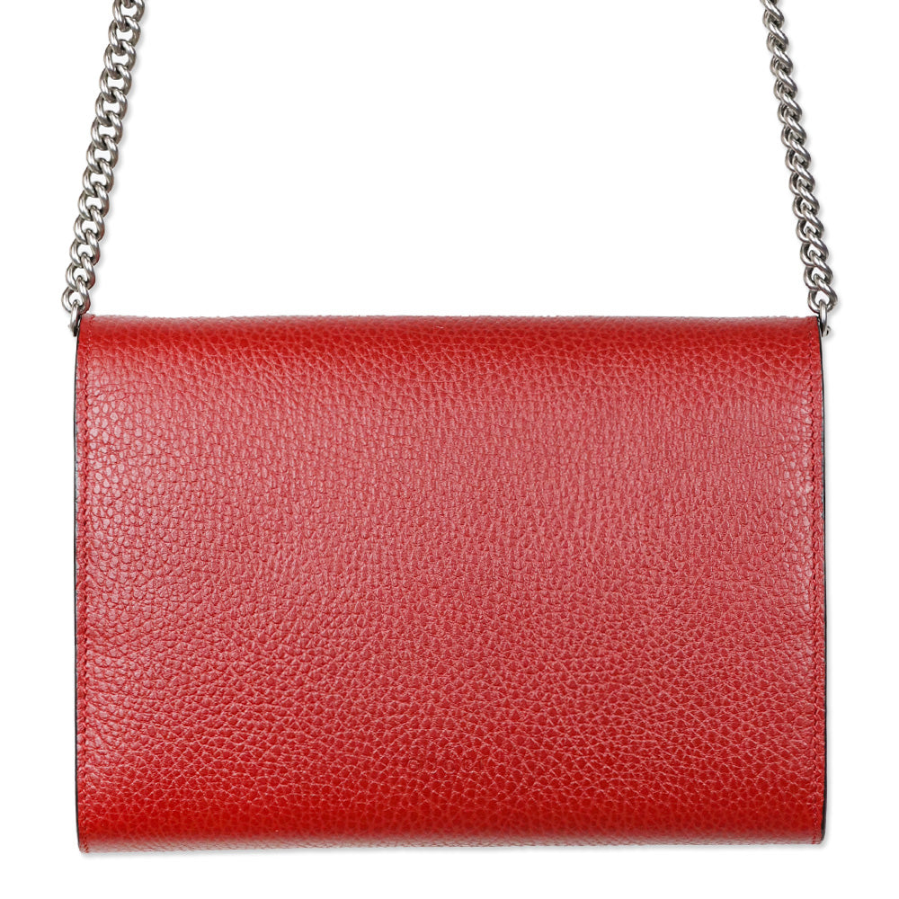 Gucci Red Pebble Leather Dionysus Wallet on Chain