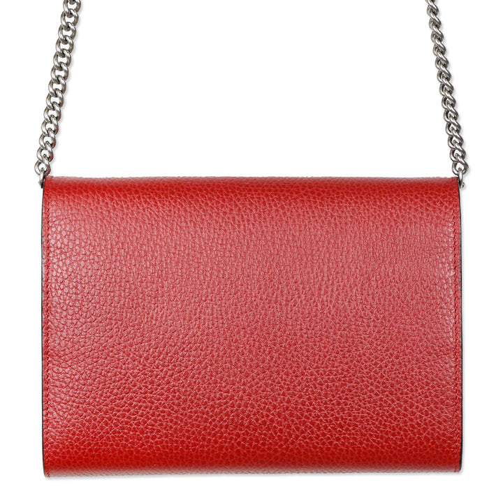 Gucci Red Pebble Leather Dionysus Wallet on Chain