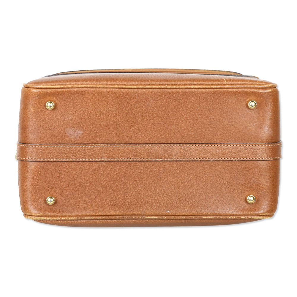 Gucci Vintage Brown Pecari Leather Bamboo Vanity Bag