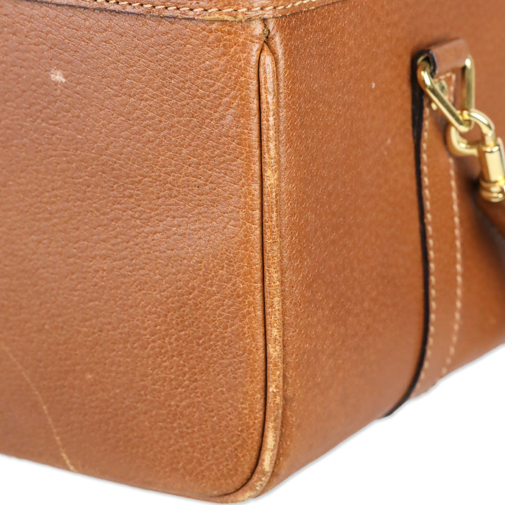 Gucci Vintage Brown Pecari Leather Bamboo Vanity Bag