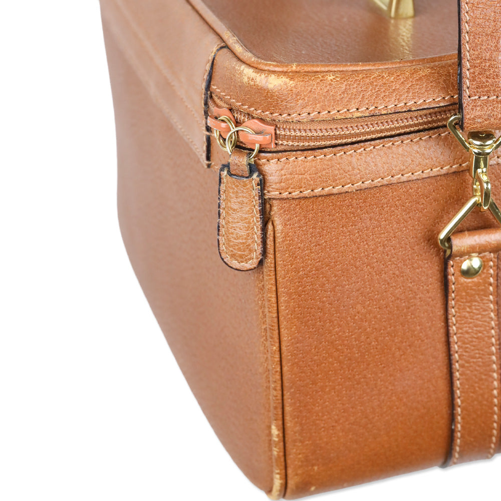 Gucci Vintage Brown Pecari Leather Bamboo Vanity Bag