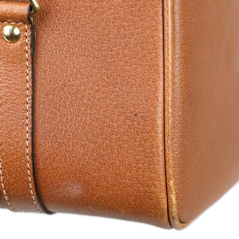 Gucci Vintage Brown Pecari Leather Bamboo Vanity Bag