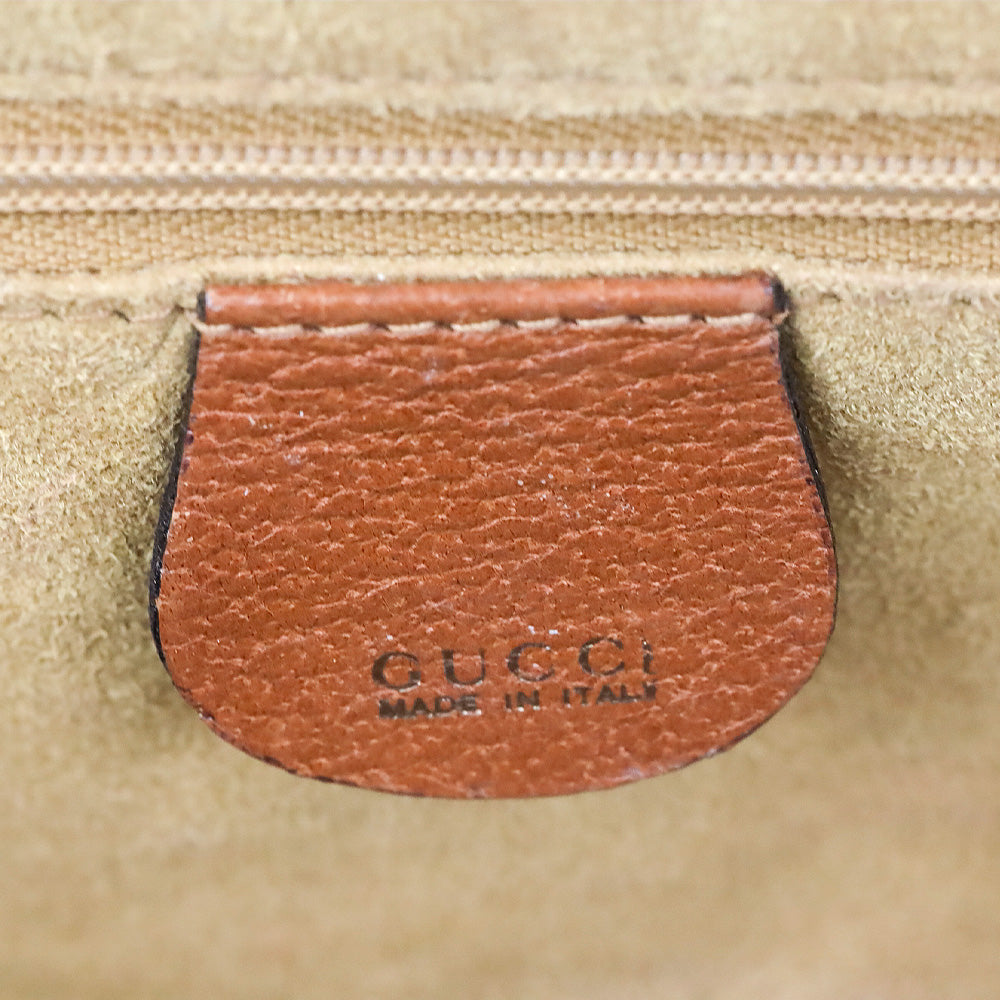 Gucci Vintage Brown Pecari Leather Bamboo Vanity Bag