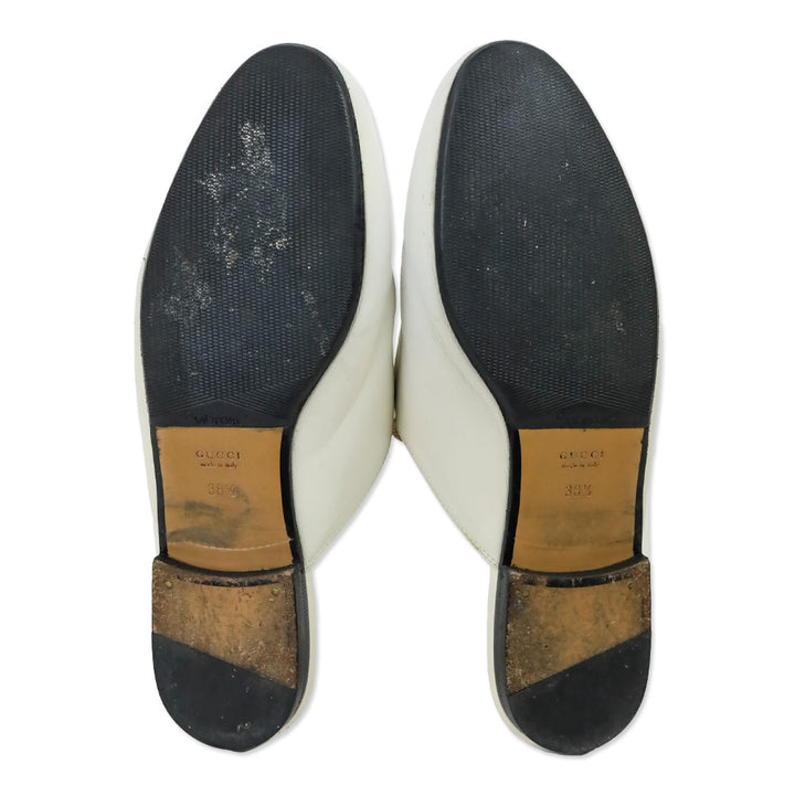 Gucci White Leather Horsebit Princetown Slipper