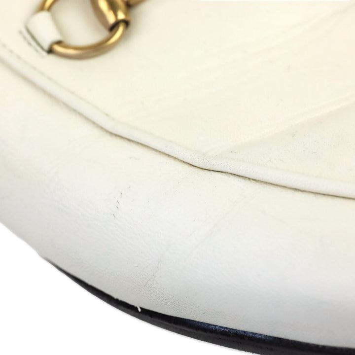 Gucci White Leather Horsebit Princetown Slipper