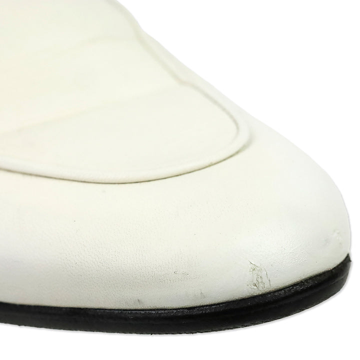Gucci White Leather Horsebit Princetown Slipper