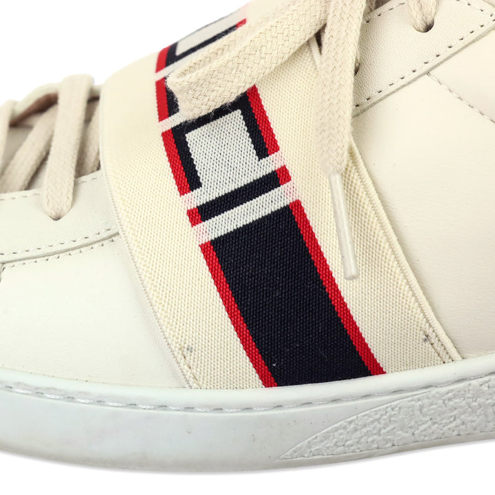Gucci White/Red/Black Ace Stripe Leather Sneakers