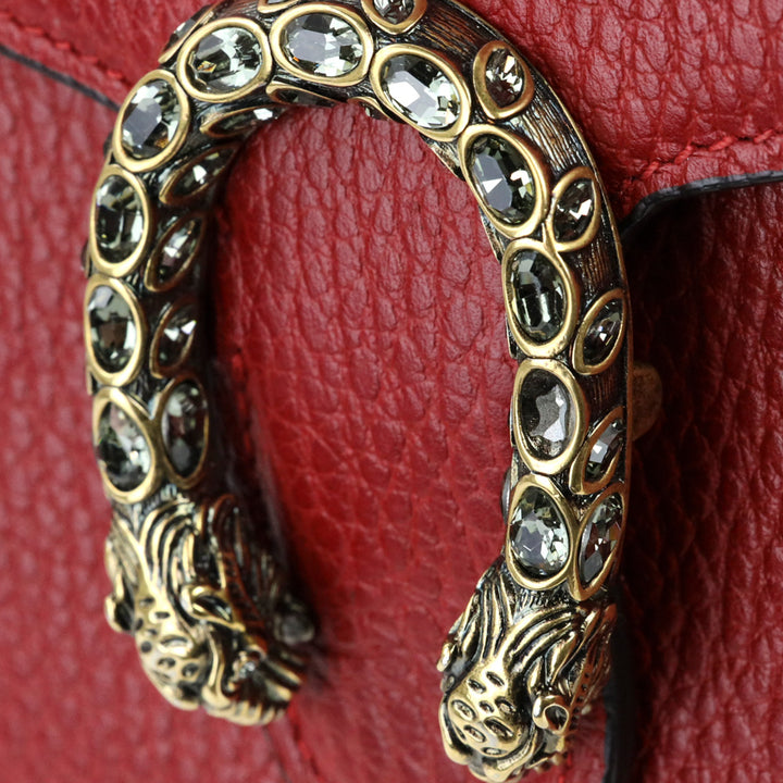 Gucci Red Pebble Leather Dionysus Wallet on Chain