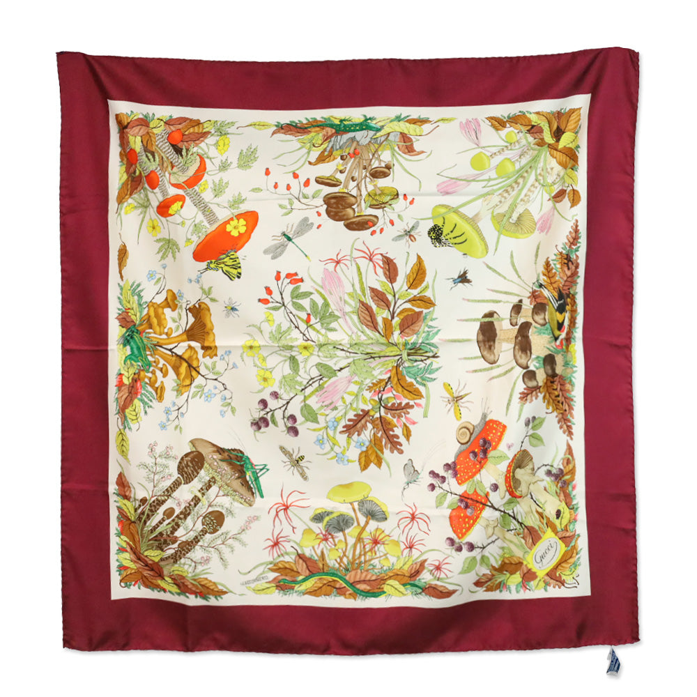 Gucci Vintage V. ACCORNERO シルクスカーフ Gucci Vintage V. Accornero Silk Funghi Mushroom Scarf