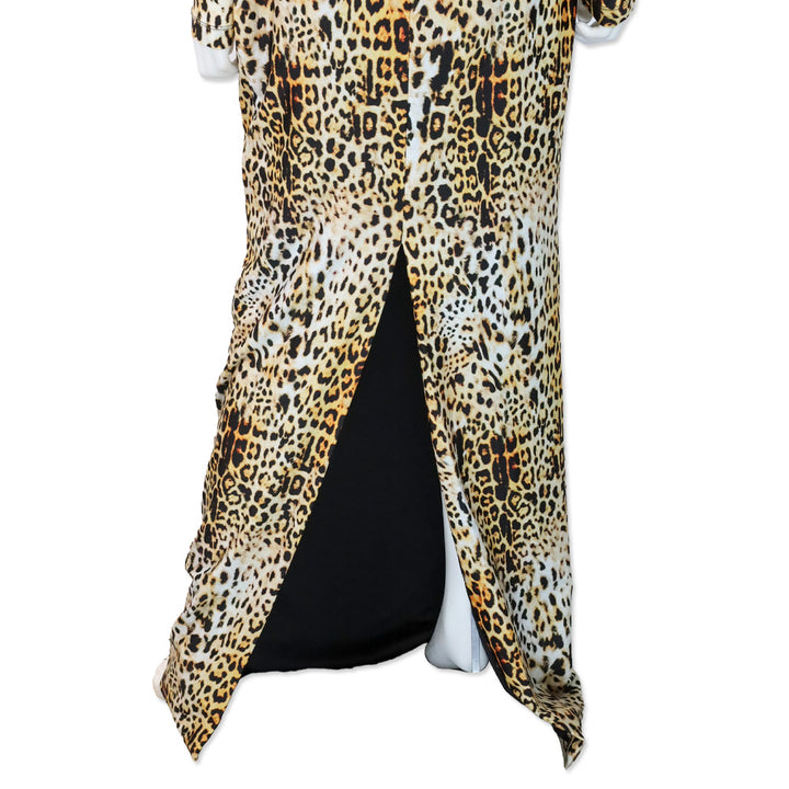 Halpern Leopard Print Stretch-jersey Open-back Long Sleeve Maxi Dress