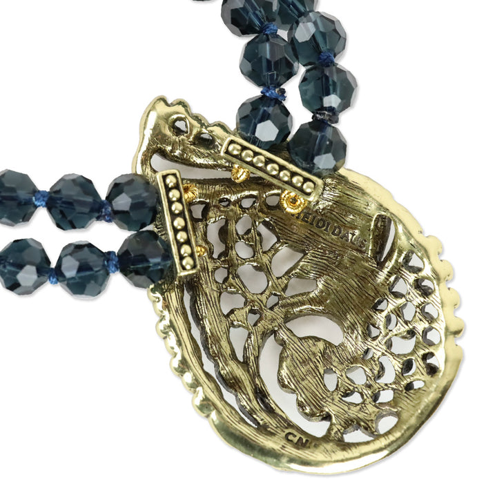 Heidi Daus Paisley Teared Tapestry Shades of Blue Beaded Crystal 2-Strand Pendant Necklace