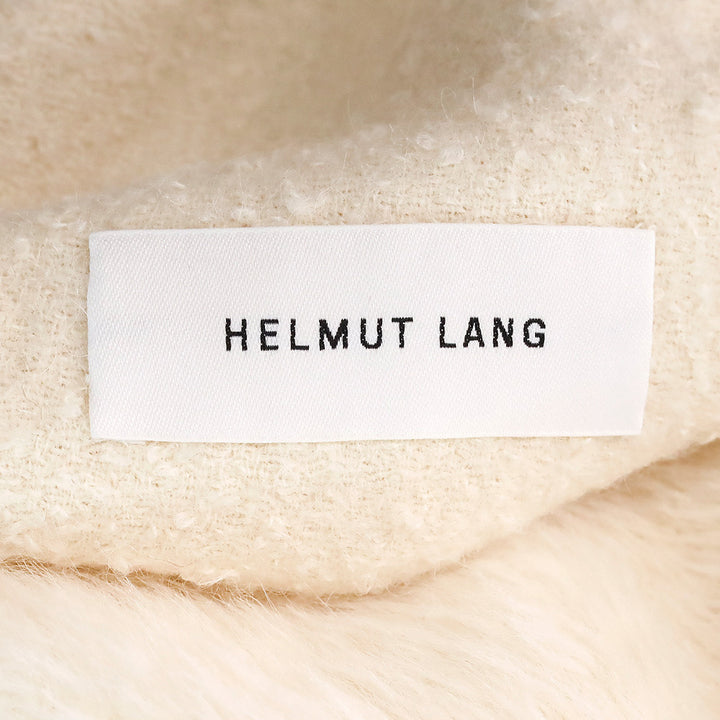 Helmut Lang Cream Fringe Wool Shaggy Long Coat