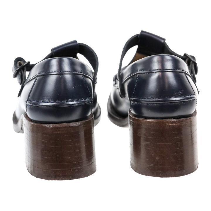 Hereu Dark Navy Leather Alber T-Bar Loafer