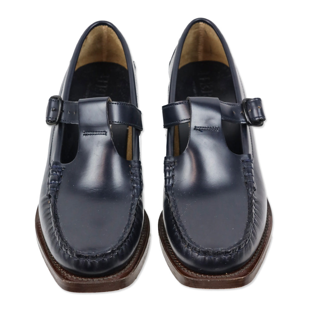 Hereu Dark Navy Leather Alber T-Bar Loafer