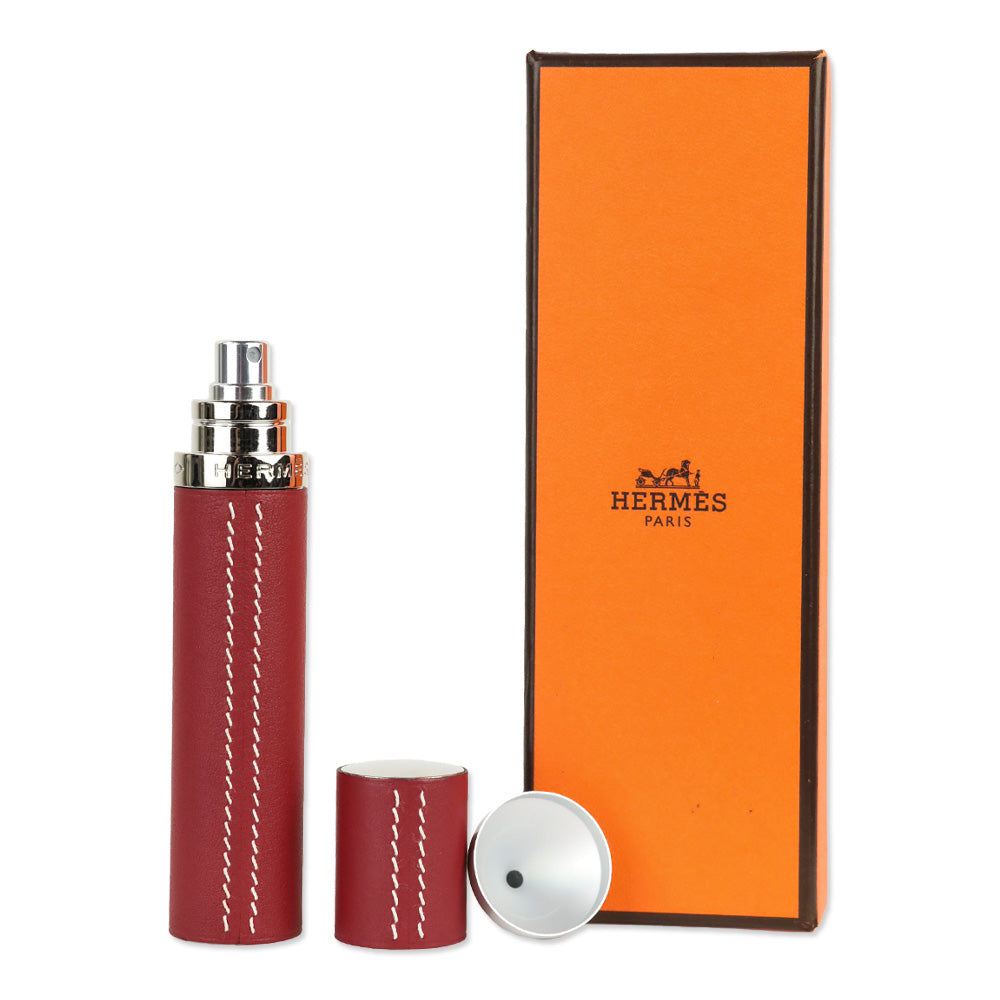 Hermès Red Leather Refillable Perfume Atomizer Case