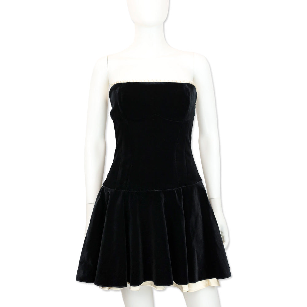 House Of CB Marilla Black Velvet Strapless Dress