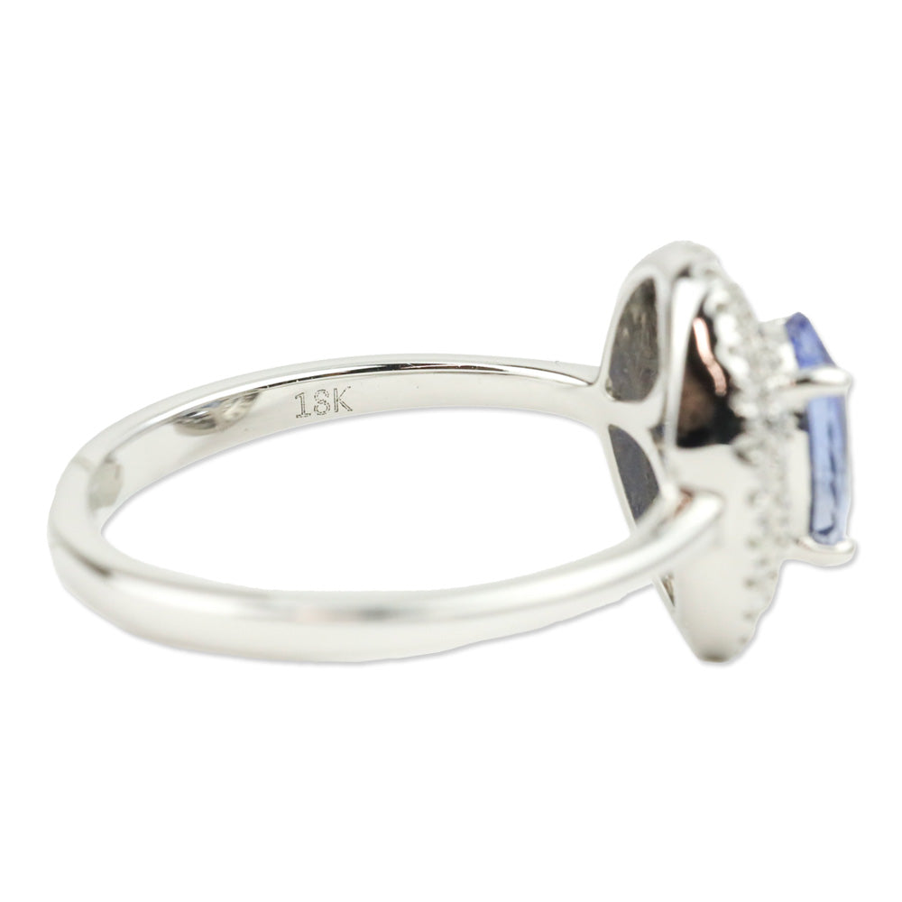 Iliana 18K White Gold Santa Maria Aquamarine and Diamond Double Halo Ring