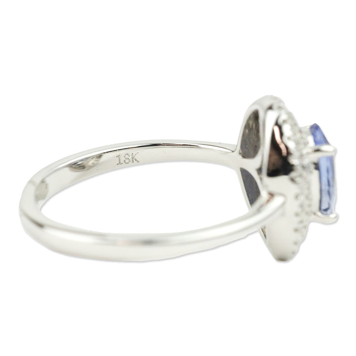 Iliana 18K White Gold Santa Maria Aquamarine and Diamond Double Halo Ring