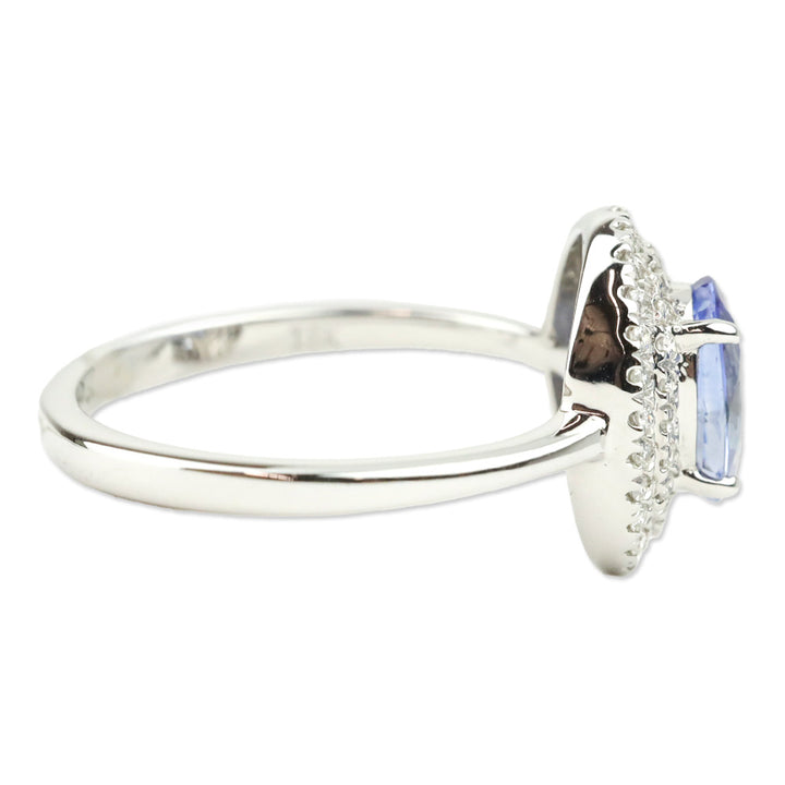 Iliana 18K White Gold Santa Maria Aquamarine and Diamond Double Halo Ring